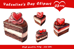 Valentine’s Day Heart Cake Clipart PNG Product Image 1