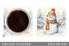 Snowman Square Coaster Design. Snowman Coaster Sublimation Product Image 1