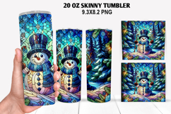 Snowman Skinny Tumbler 20oz Wrap Design, Christmas Tumbler Product Image 1
