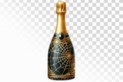 Spooky Spiderweb Champagne Bottle Halloween PNG Product Image 1