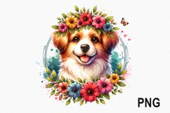 Dog Flowers Sublimation - Dog Flowers Clipart PNG Design Product Image 1
