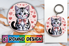 Blissful Keychain Circle PNG Style, Cat Valentin's Day Product Image 1