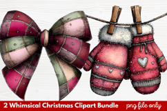 2 Whimsical Christmas Clipart | Cute Festive Holiday PNG Product Image 1