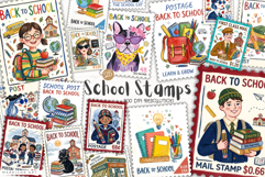 School Postage Stamps Clipart Product Image 1