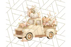 Vintage Truck Pumpkin and Fall Flowers PNG Clipart, Autumn Product Image 5