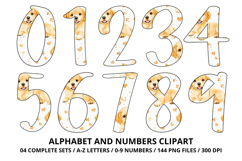 Cute Puppies Alphabet PNG, Watercolor Letters &amp; Numbers Product Image 5
