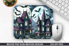Haunted House Mouse Pad, Halloween Mouse Pad PNG Design Product Image 1