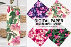 Fuchsia Flowers Pattern Digital Paper- Flowers Background Product Image 1