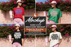 beach sweatshirt mockup, sweatshirt mockup, apparel mockup Product Image 1