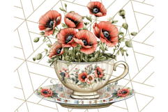 Vintage Floral Teacup Clipart PNG, Blooming Teacups Clip Art Product Image 5