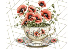 Vintage Floral Teacup Clipart PNG, Blooming Teacups Clip Art Product Image 5