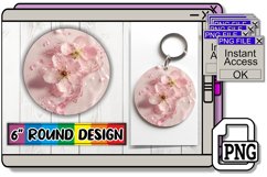 Oceanic Tranquility: Round Floral Water Design Keychain PNG Product Image 1