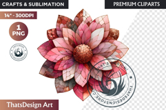 Pink Rose Gold flower Clipart, Abstract Flowers Wedding PNG Product Image 1