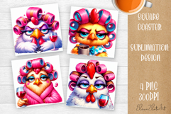 Sarcastic chicken wine Sublimation, Coaster Product Image 1