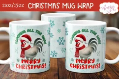 Funny Christmas mug wrap PNG, Christmas rooster coffee mug Product Image 3
