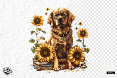 Animals Love Books and Sunflowers Png Product Image 1