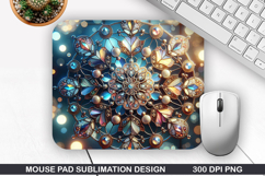 Snowflakes Mouse Pad Sublimation, Christmas Mouse Pad PNG Product Image 1