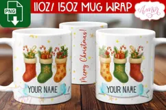 Christmas mug wrap PNG, Stocking stuffer mug PNG Product Image 2
