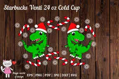 Santa Claus Dinosaur Svg, Full Wrap Venti Cold Cup 24 oz Product Image 2