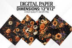 Halloween Flowers Digital Paper - Halloween Background Product Image 1