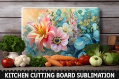 Cutting Board Sublimation Design - Flowers Sublimation PNG Product Image 1