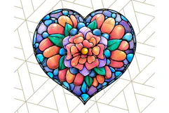 Stained Glass Hearts and Butterflies Clipart PNG Product Image 5