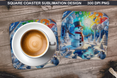 Snowman Coaster Sublimation, Christmas Coaster PNG Design Product Image 1