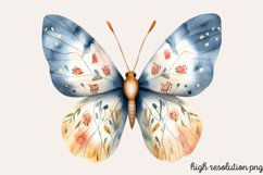 Pastel Easter Butterflies Clipart PNG Product Image 1
