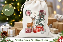 Vintage Christmas Deer Santa Sack, Christmas Gift Bag Product Image 1