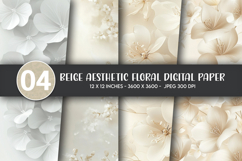 Beige aesthetic floral digital paper Product Image 1