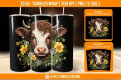 3D Highland Cow Tumbler Designs, Sublimation Wrap Product Image 1