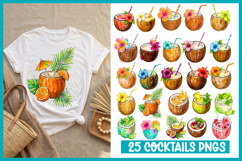 25 Tropical Coconut Cocktails PNGs Super Bundle Product Image 1