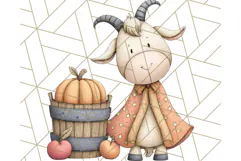 Fall Farm Animal Clipart, Autumn Barnyard PNG Illustrations Product Image 5