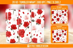 Valentine Rose Tumbler Wrap Designs, Sublimation Wrap Product Image 1