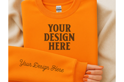 Gildan 18000 Orange Sleeve Mockup Product Image 1