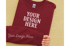 Gildan 18000 Maroon Sleeve Sweatshirt Mockup Product Image 1