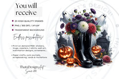 Halloween Floral Rain Boots - Cute Witchy Garden Clipart PNG Product Image 2