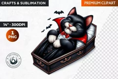 Halloween Clipart ,kitten Vampire PNG, Black cat sublimation Product Image 1