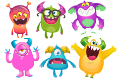 Happy cartoon monsters set with different face expressions Product Image 1
