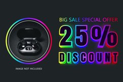 25 percent discount big neon sale banner template. Product Image 1