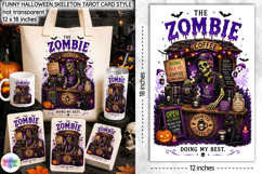Funny Halloween Tarot Card, Funny Zombie Coffee Shop Print Product Image 1