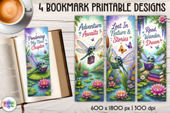 Dragonfly Reading Bookmarks, Fantasy Book Lover Designs Product Image 1