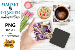 Abstract paint magnet/coaster sublimation. Fluid art Product Image 1