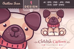 Cartoon character dog, outline style icon PNG | DFX Product Image 1