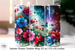 Summer Flowers Tumbler Wrap, Watercolour Flowers Tumbler Product Image 1