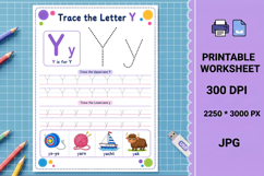 Letter y trace printable alphabet tracing worksheet Product Image 1