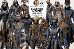 Slasher Movie Villains Horror Character Clipart Set Product Image 1