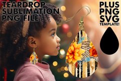 Leopard Western Teardrop Earrings Sublimation Product Image 1