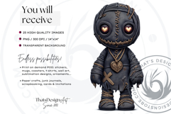 Voodoo doll Halloween Clipart Set, gothic witchcraft PNG Product Image 2
