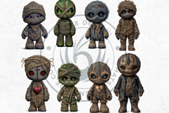 Voodoo doll Halloween Clipart Set, gothic witchcraft PNG Product Image 5